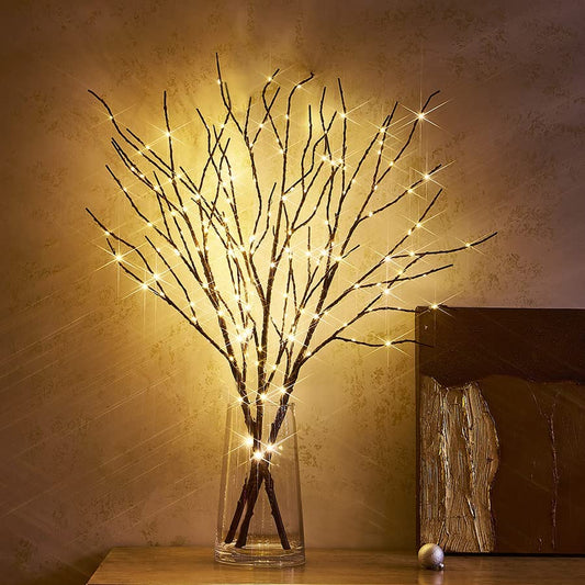Lighted Brown Twig Branches Plug in with Dimmer and Timer 30IN 150 LED Fairy Lights, Lighted Willow Branches for Indoor Outdoor Halloween Christmas Room Wedding Decoration (Vase Excluded)